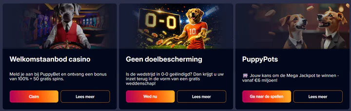 Bonussen bij PuppyBet Casino