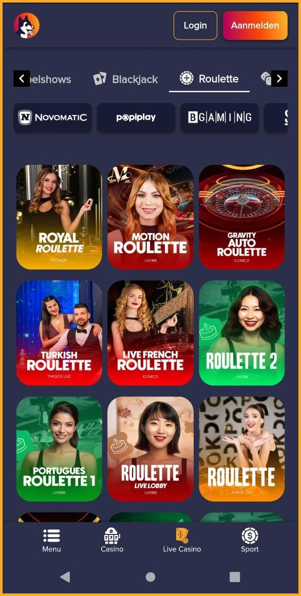 Diverse roulettetafels online bij Puppybet