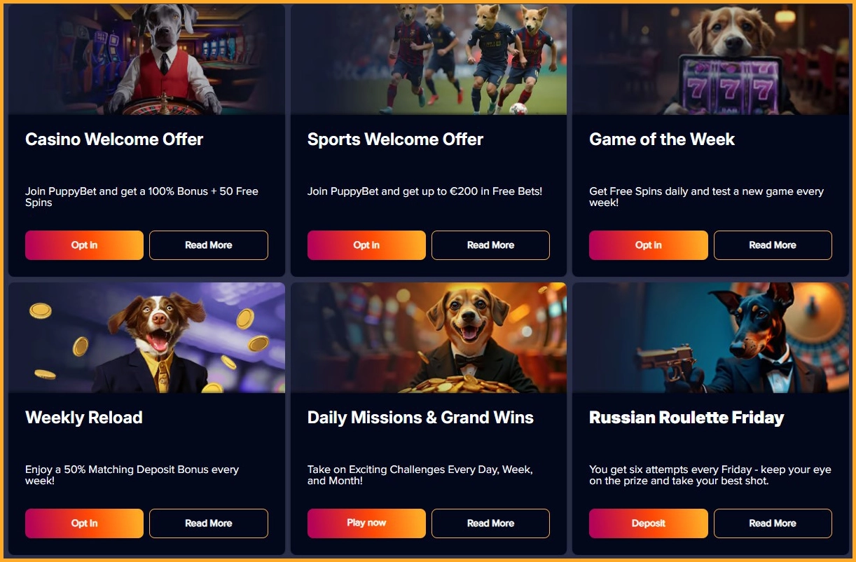 Regelmatige promoties en bonussen bij Puppybet