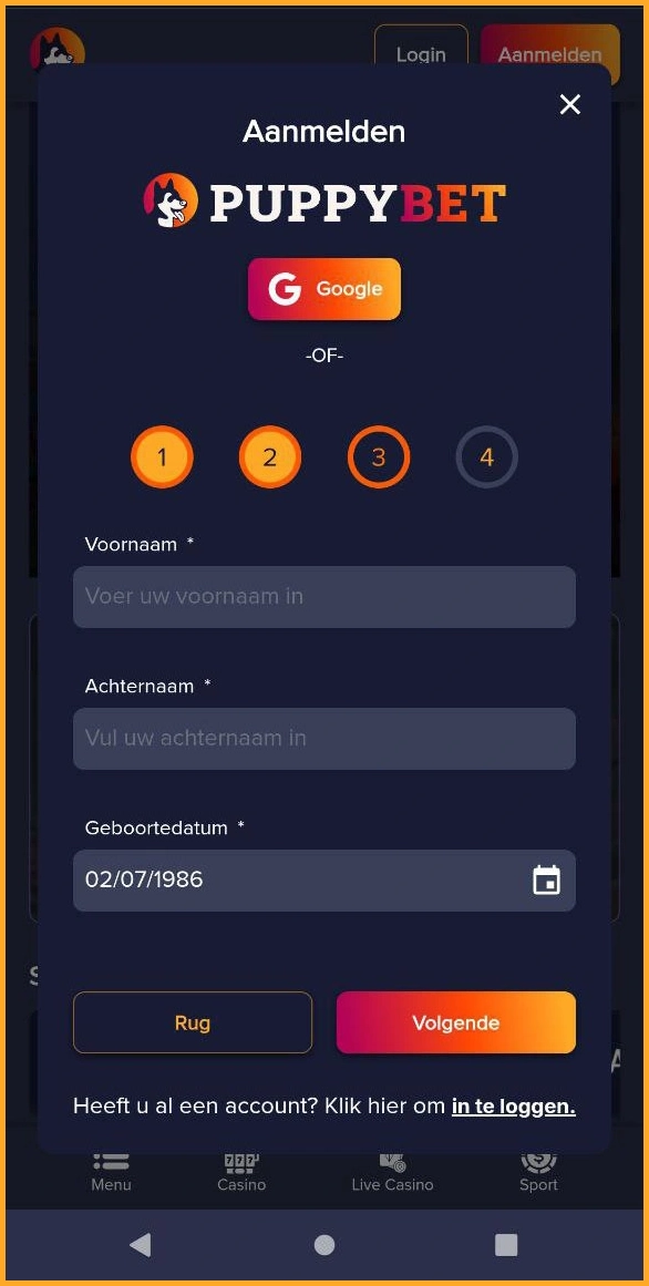 Stap-voor-stap gids voor PuppyBet registratie